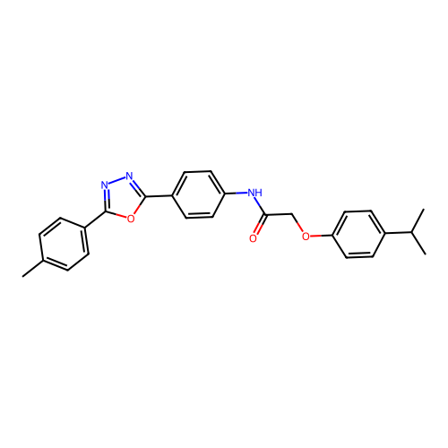 N-[4-[5-(4-methylphenyl)-1,3,4-oxadiazol-2-yl]phenyl]-2-(4-propan-2-ylphenoxy)acetamide structure