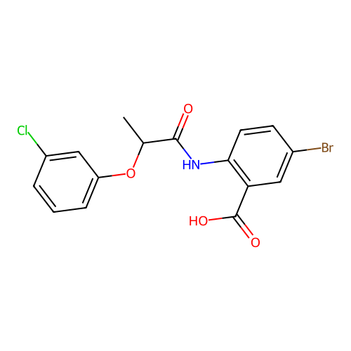 5-Bromo-2-{[2-(3-chlorophenoxy)propanoyl]amino}benzoic acid structure