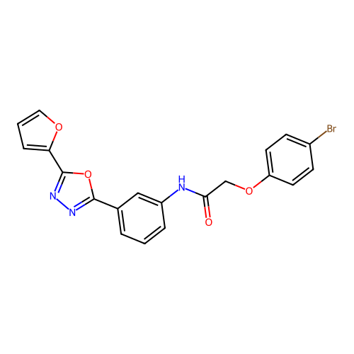 2-(4-bromophenoxy)-N-[3-[5-(furan-2-yl)-1,3,4-oxadiazol-2-yl]phenyl]acetamide structure