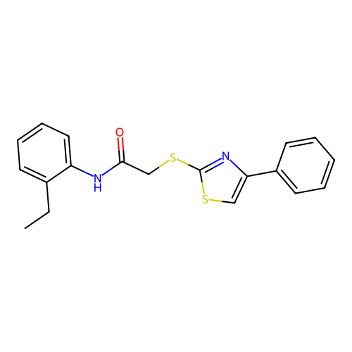 N-(2-ethylphenyl)-2-[(4-phenyl-1,3-thiazol-2-yl)sulfanyl]acetamide structure