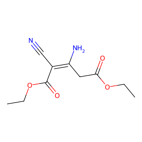 diethyl (E)-3-amino-2-cyanopent-2-enedioate structure