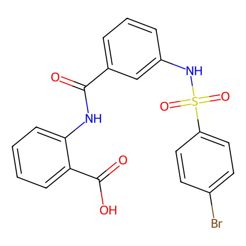 2-[(3-{[(4-Bromophenyl)sulfonyl]amino}benzoyl)amino]benzoic acid structure