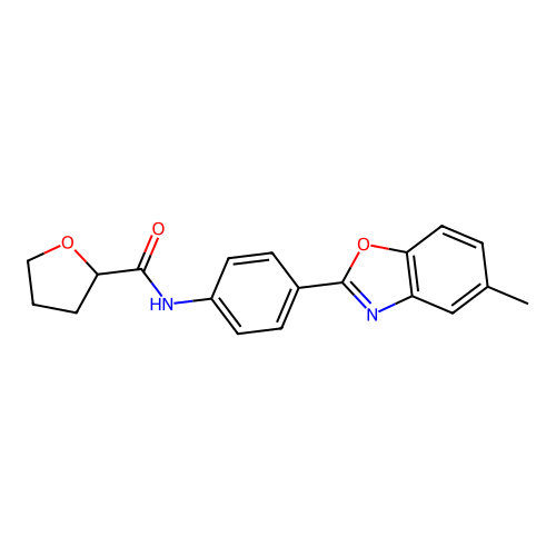 N-[4-(5-methyl-1,3-benzoxazol-2-yl)phenyl]oxolane-2-carboxamide structure