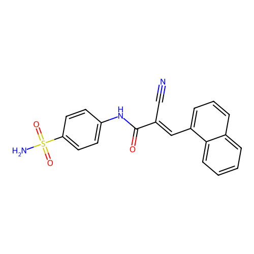 2-cyano-3-(naphthalen-1-yl)-N-(4-sulfamoylphenyl)prop-2-enamide structure
