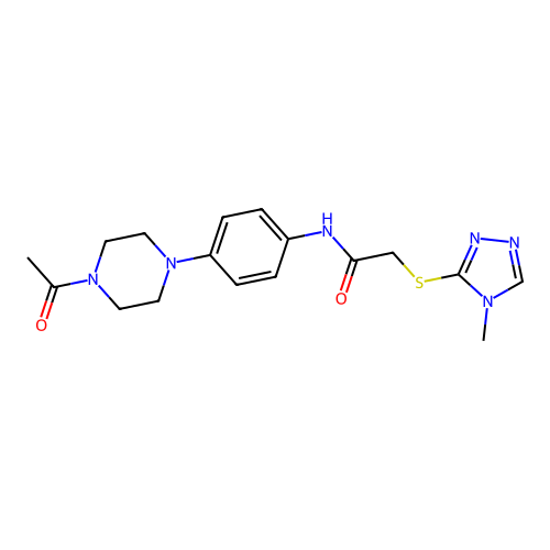 N-[4-(4-acetylpiperazin-1-yl)phenyl]-2-[(4-methyl-1,2,4-triazol-3-yl)sulfanyl]acetamide structure