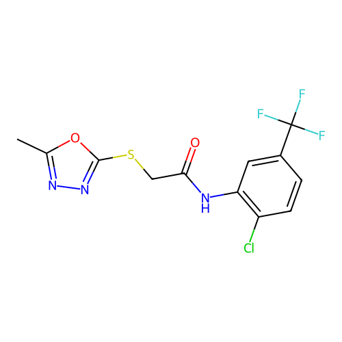 N-[2-chloro-5-(trifluoromethyl)phenyl]-2-[(5-methyl-1,3,4-oxadiazol-2-yl)sulfanyl]acetamide structure