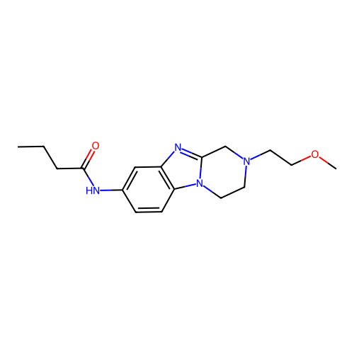 N-[2-(2-methoxyethyl)-1,2,3,4-tetrahydropyrazino[1,2-a]benzimidazol-8-yl]butanamide structure