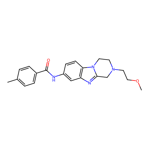 N-[2-(2-methoxyethyl)-3,4-dihydro-1H-pyrazino[1,2-a]benzimidazol-8-yl]-4-methylbenzamide structure