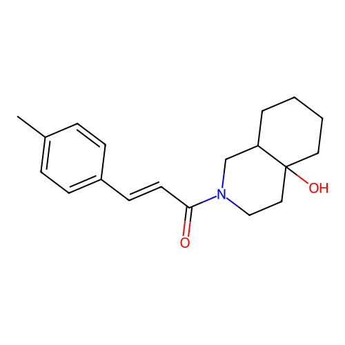 (E)-1-(4a-hydroxyoctahydroisoquinolin-2(1H)-yl)-3-(p-tolyl)prop-2-en-1-one structure