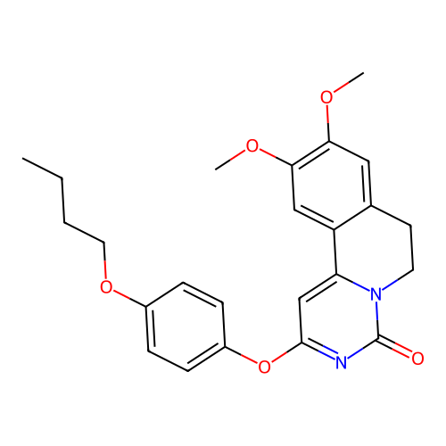 2-(4-butoxyphenoxy)-9,10-dimethoxy-6,7-dihydro-4H-pyrimido[6,1-a]isoquinolin-4-one structure