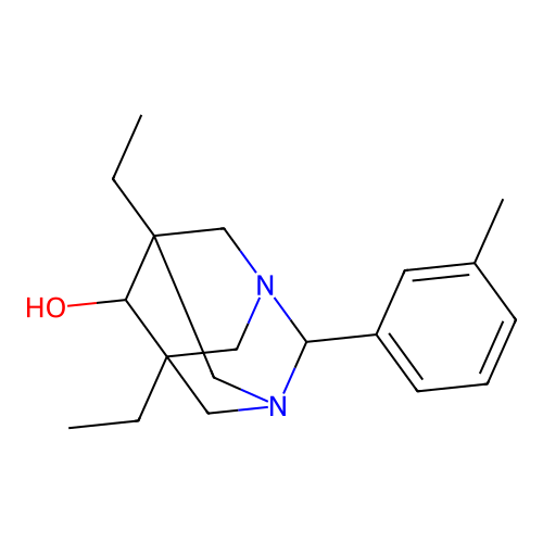 (1r,5R,7S)-5,7-diethyl-2-(m-tolyl)-1,3-diazaadamantan-6-ol structure