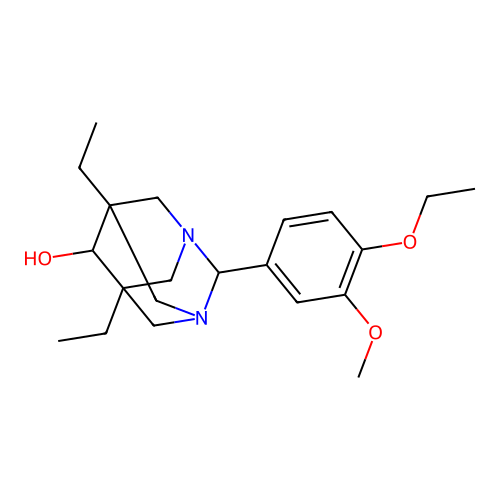 (1r,5R,7S)-2-(4-ethoxy-3-methoxyphenyl)-5,7-diethyl-1,3-diazaadamantan-6-ol structure