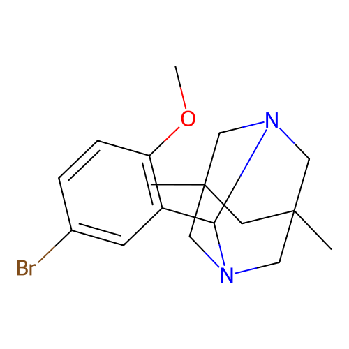 (1r,5R,7S)-2-(5-bromo-2-methoxyphenyl)-5,7-dimethyl-1,3-diazaadamantane structure