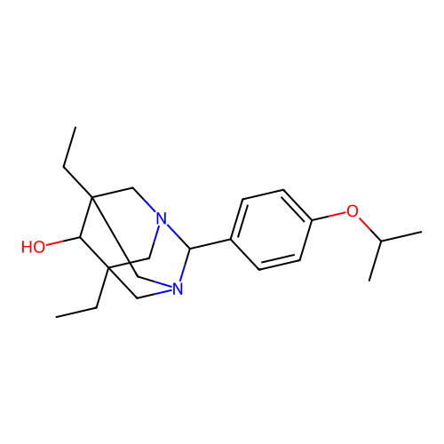 (1r,5R,7S)-5,7-diethyl-2-(4-isopropoxyphenyl)-1,3-diazaadamantan-6-ol structure