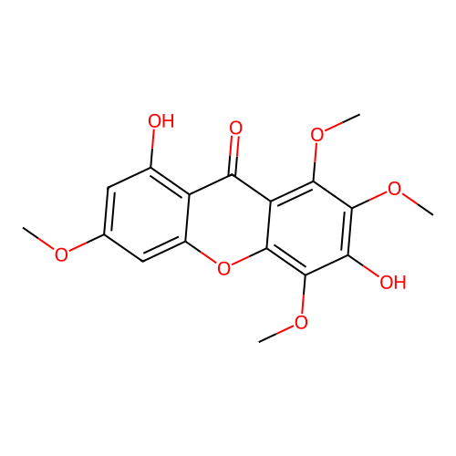 3,8-Dihydroxy-1,2,4,6-tetramethoxyxanthen-9-one structure