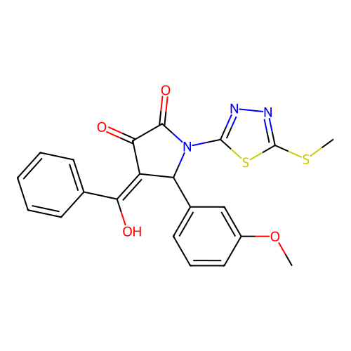 (4E)-4-[hydroxy(phenyl)methylidene]-5-(3-methoxyphenyl)-1-(5-methylsulfanyl-1,3,4-thiadiazol-2-yl)pyrrolidine-2,3-dione structure