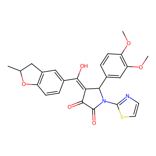 5-(3,4-dimethoxyphenyl)-3-hydroxy-4-(2-methyl-2,3-dihydro-1-benzofuran-5-carbonyl)-1-(1,3-thiazol-2-yl)-2,5-dihydro-1H-pyrrol-2-one structure