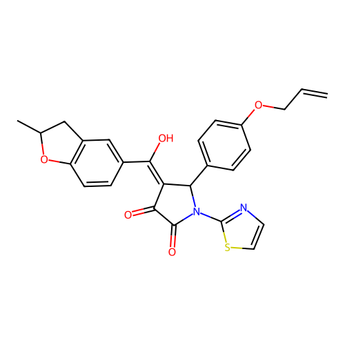 3-hydroxy-4-(2-methyl-2,3-dihydro-1-benzofuran-5-carbonyl)-5-[4-(prop-2-en-1-yloxy)phenyl]-1-(1,3-thiazol-2-yl)-2,5-dihydro-1H-pyrrol-2-one structure