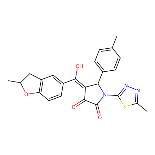 (4E)-4-[hydroxy(2-methyl-2,3-dihydro-1-benzofuran-5-yl)methylidene]-5-(4-methylphenyl)-1-(5-methyl-1,3,4-thiadiazol-2-yl)pyrrolidine-2,3-dione structure