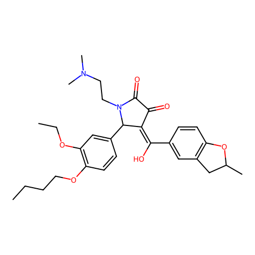 (4E)-5-(4-butoxy-3-ethoxyphenyl)-1-(2-dimethylaminoethyl)-4-[hydroxy-(2-methyl-2,3-dihydro-1-benzofuran-5-yl)methylidene]pyrrolidine-2,3-dione structure
