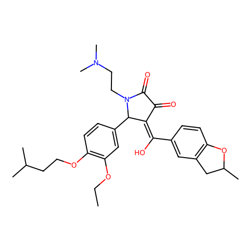 (4E)-1-(2-dimethylaminoethyl)-5-[3-ethoxy-4-(3-methylbutoxy)phenyl]-4-[hydroxy-(2-methyl-2,3-dihydro-1-benzofuran-5-yl)methylidene]pyrrolidine-2,3-dione structure