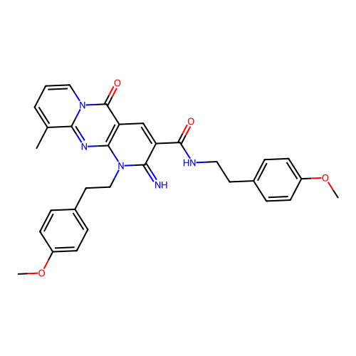 2-imino-N,1-bis[2-(4-methoxyphenyl)ethyl]-10-methyl-5-oxo-1,5-dihydro-2H-dipyrido[1,2-a:2',3'-d]pyrimidine-3-carboxamide structure