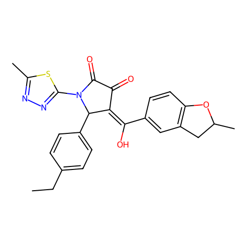 (4E)-5-(4-ethylphenyl)-4-[hydroxy(2-methyl-2,3-dihydro-1-benzofuran-5-yl)methylidene]-1-(5-methyl-1,3,4-thiadiazol-2-yl)pyrrolidine-2,3-dione structure