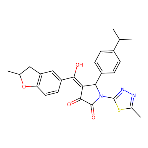 (4E)-4-[hydroxy(2-methyl-2,3-dihydro-1-benzofuran-5-yl)methylidene]-1-(5-methyl-1,3,4-thiadiazol-2-yl)-5-[4-(propan-2-yl)phenyl]pyrrolidine-2,3-dione structure