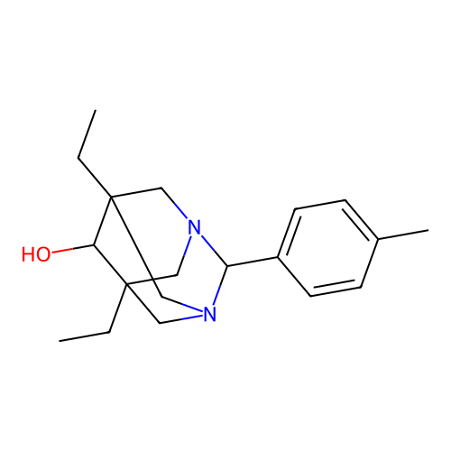 (1r,5R,7S)-5,7-diethyl-2-(p-tolyl)-1,3-diazaadamantan-6-ol structure