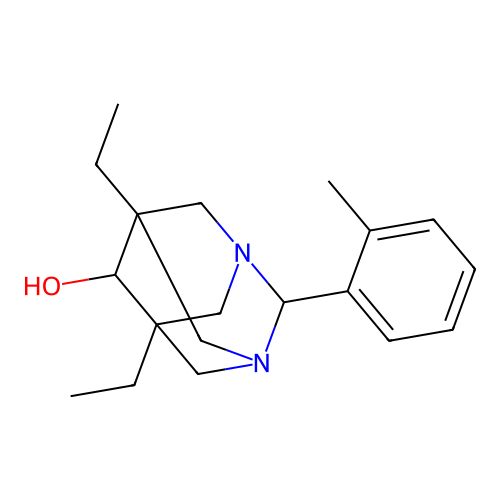 (1r,5R,7S)-5,7-diethyl-2-(o-tolyl)-1,3-diazaadamantan-6-ol structure