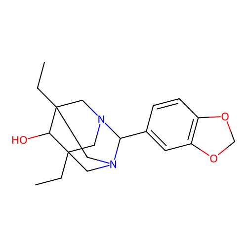 2-(1,3-Benzodioxol-5-yl)-5,7-diethyl-1,3-diazatricyclo[3.3.1.1~3,7~]decan-6-ol structure