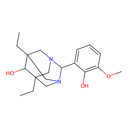 (1r,5R,7S)-5,7-diethyl-2-(2-hydroxy-3-methoxyphenyl)-1,3-diazaadamantan-6-ol structure