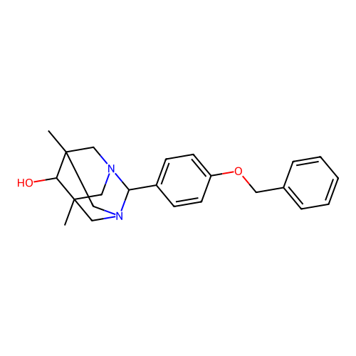 (1r,5R,7S)-2-(4-(benzyloxy)phenyl)-5,7-dimethyl-1,3-diazaadamantan-6-ol structure