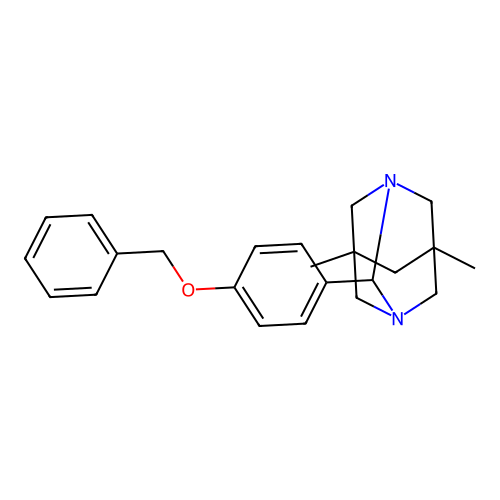 (1r,5R,7S)-2-(4-(benzyloxy)phenyl)-5,7-dimethyl-1,3-diazaadamantane structure