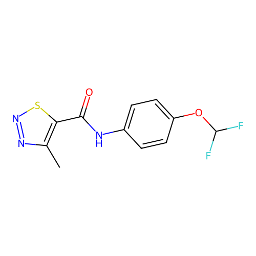 N-[4-(difluoromethoxy)phenyl]-4-methyl-1,2,3-thiadiazole-5-carboxamide structure