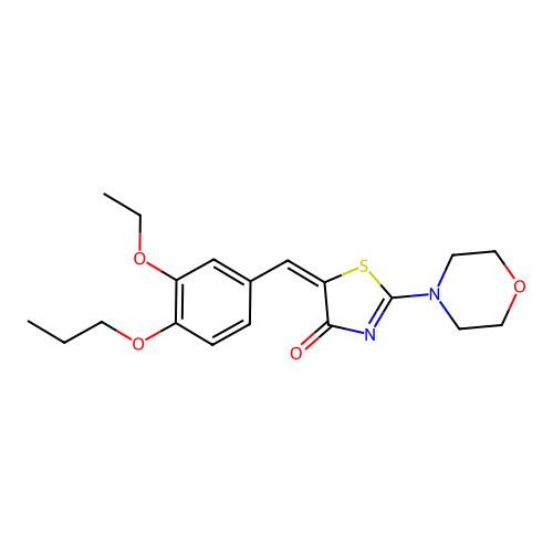 (E)-5-(3-ethoxy-4-propoxybenzylidene)-2-morpholinothiazol-4(5H)-one structure