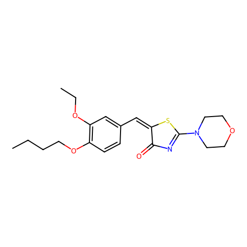 (E)-5-(4-butoxy-3-ethoxybenzylidene)-2-morpholinothiazol-4(5H)-one structure