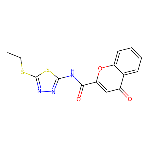 N-[5-(ethylsulfanyl)-1,3,4-thiadiazol-2-yl]-4-oxo-4H-chromene-2-carboxamide structure