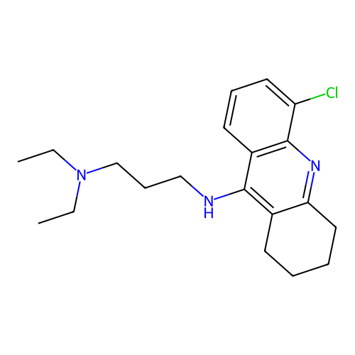N-(5-chloro-1,2,3,4-tetrahydroacridin-9-yl)-N',N'-diethylpropane-1,3-diamine structure
