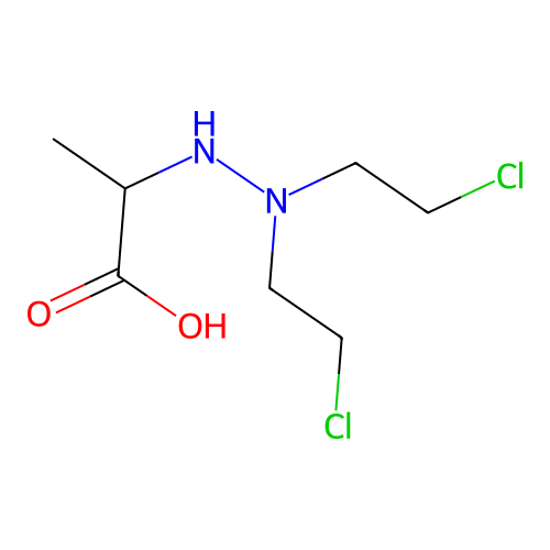 2-[2,2-Bis(2-chloroethyl)hydrazinyl]propanoic acid structure