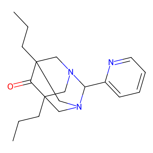 5,7-Dipropyl-2-(2-pyridinyl)-1,3-diazatricyclo[3.3.1.13,7]decan-6-one structure