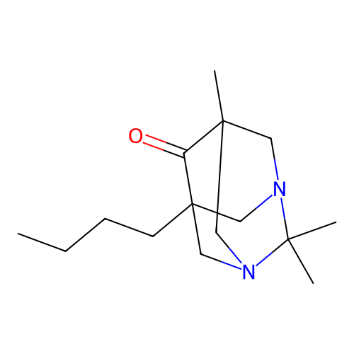 5-Butyl-2,2,7-trimethyl-1,3-diazatricyclo[3.3.1.1~3,7~]decan-6-one structure