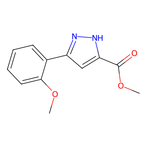 methyl 3-(2-methoxyphenyl)-1H-pyrazole-5-carboxylate structure