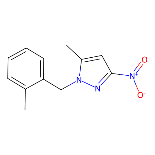 5-Methyl-1-(2-methyl-benzyl)-3-nitro-1H-pyrazole structure