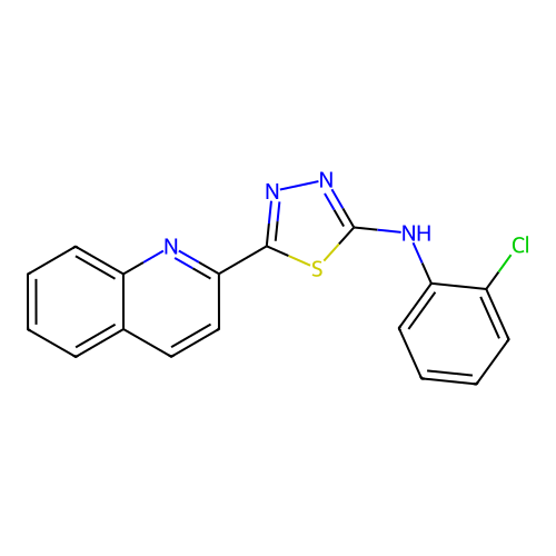 N-(2-chlorophenyl)-5-(quinolin-2-yl)-1,3,4-thiadiazol-2-amine structure