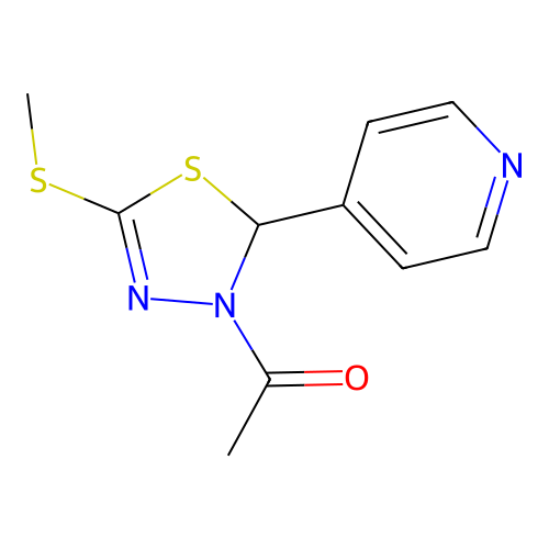 1-[5-(Methylsulfanyl)-2-(pyridin-4-yl)-1,3,4-thiadiazol-3(2H)-yl]ethan-1-one structure