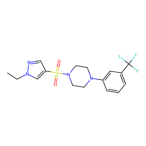 1-(1-Ethylpyrazol-4-yl)sulfonyl-4-[3-(trifluoromethyl)phenyl]piperazine structure