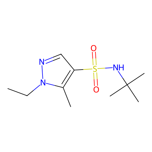 N-tert-butyl-1-ethyl-5-methylpyrazole-4-sulfonamide structure