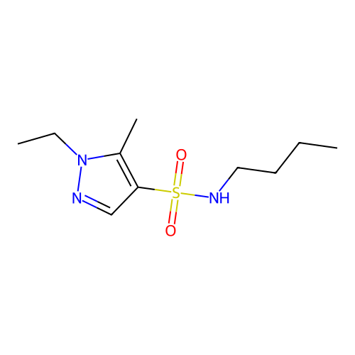 N-butyl-1-ethyl-5-methylpyrazole-4-sulfonamide structure