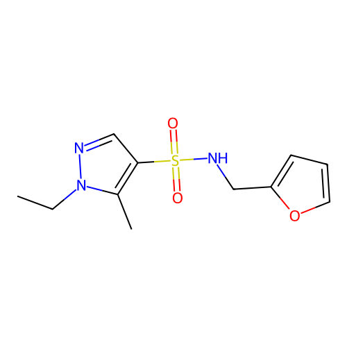 1-ethyl-N-(furan-2-ylmethyl)-5-methylpyrazole-4-sulfonamide structure